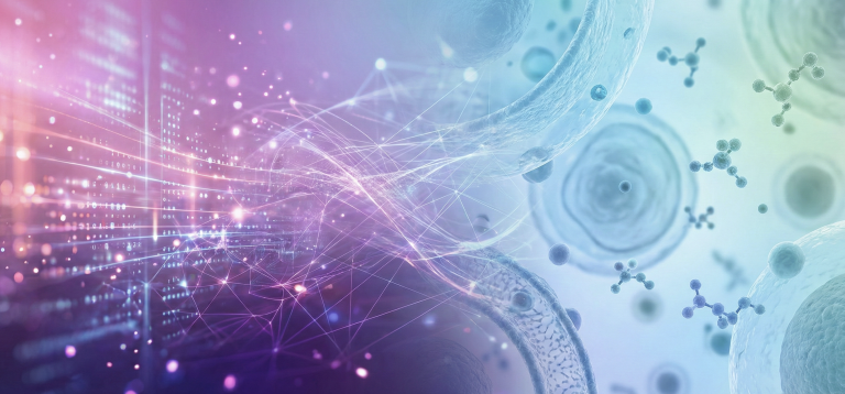 banner image showing tech fusing with biology